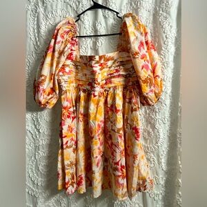 Abercrombie Ruched Bodice Puff Sleeve Mini Dress